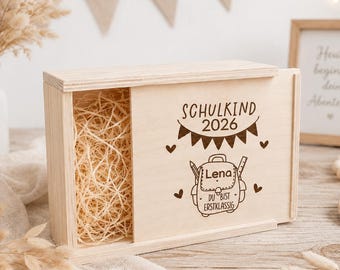 Personalized wooden box for the first day of school 2026 | First day of school gift | Schoolchild keepsake box | Wooden gift box | Schoolbag