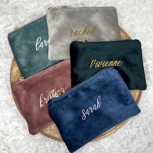 Kosmetiktasche Kulturtasche personalisiert aus Samt Geschenk Hochzeit Geburtstag 17x12 cm