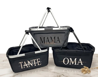 Moederdagcadeau voor mama en oma – Gepersonaliseerde boodschappenmand met naam – Cadeau voor mama – Gepersonaliseerde mand met naam