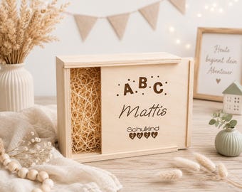 Personalized wooden box for the first day of school 2026 | First day of school gift | Schoolchild keepsake box | Wooden gift box | ABC Dots