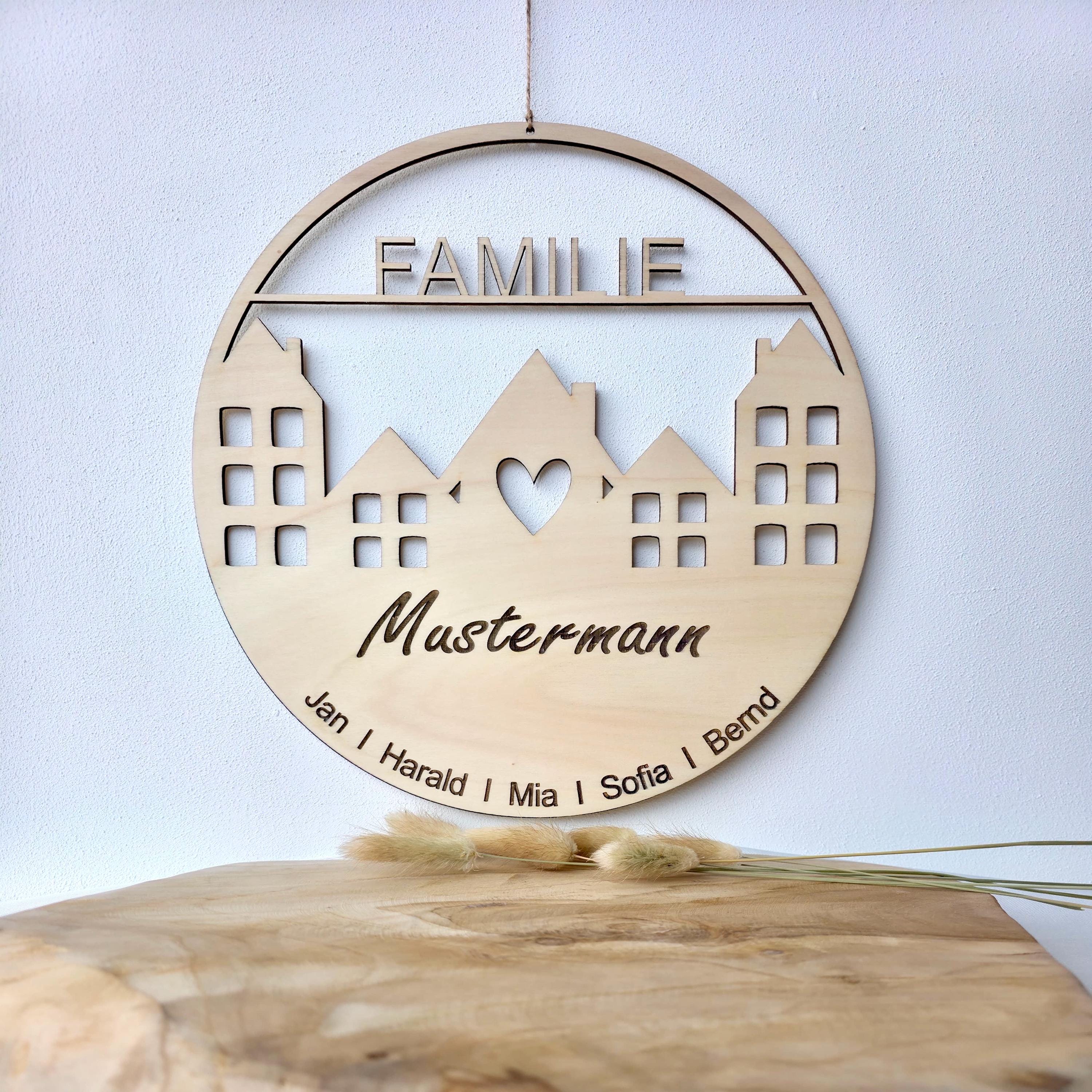 Produktbild von Individuelles Patchwork-Familien Namensschild Aus Sicherheitsglas – Mit Hund & Katze, 20x20 Cm