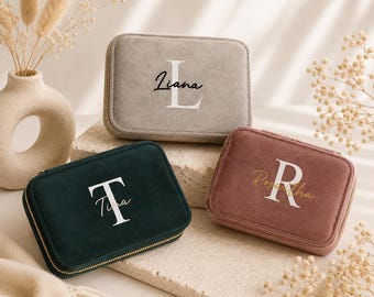 Personalized jewelry box with name | Velvet jewelry storage | Travel jewelry case | Gift jewelry box | Jewelry gift for women