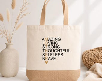 Tote Bag for Mom – Unique Gift for Mom – Cotton Jute Bag – Best Mom Gift – Mother's Day Gift, Birthday, Valentine's Day Gift
