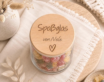 Spaßglas personalisiert | Personalisiertes Spaßglas mit Gravur | Vorratsglas personalisiert | Naschglas personalisiert | Glas mit Namen