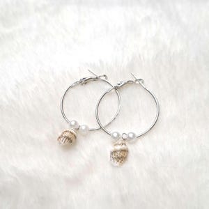 Summery shell earrings, hanging earrings, pearls, earrings, silver, shell earrings