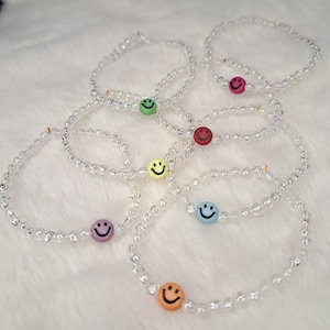 Beaded bracelet with smiley, colorful friendship bracelet, partner bracelet