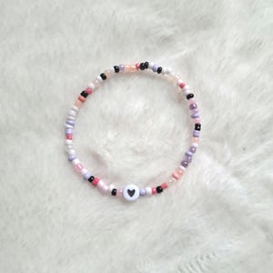 Colorful beaded bracelet with heart, friendship bracelet, partner bracelet
