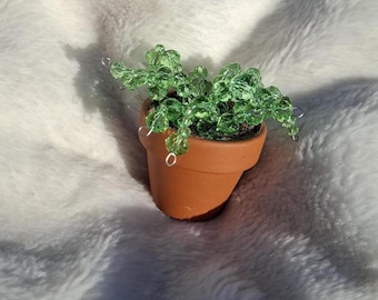 Mystical Glass Bead Plant - Handmade Mini Decoration in a Flower Pot | Sun Catcher | Witchy Altar Decor