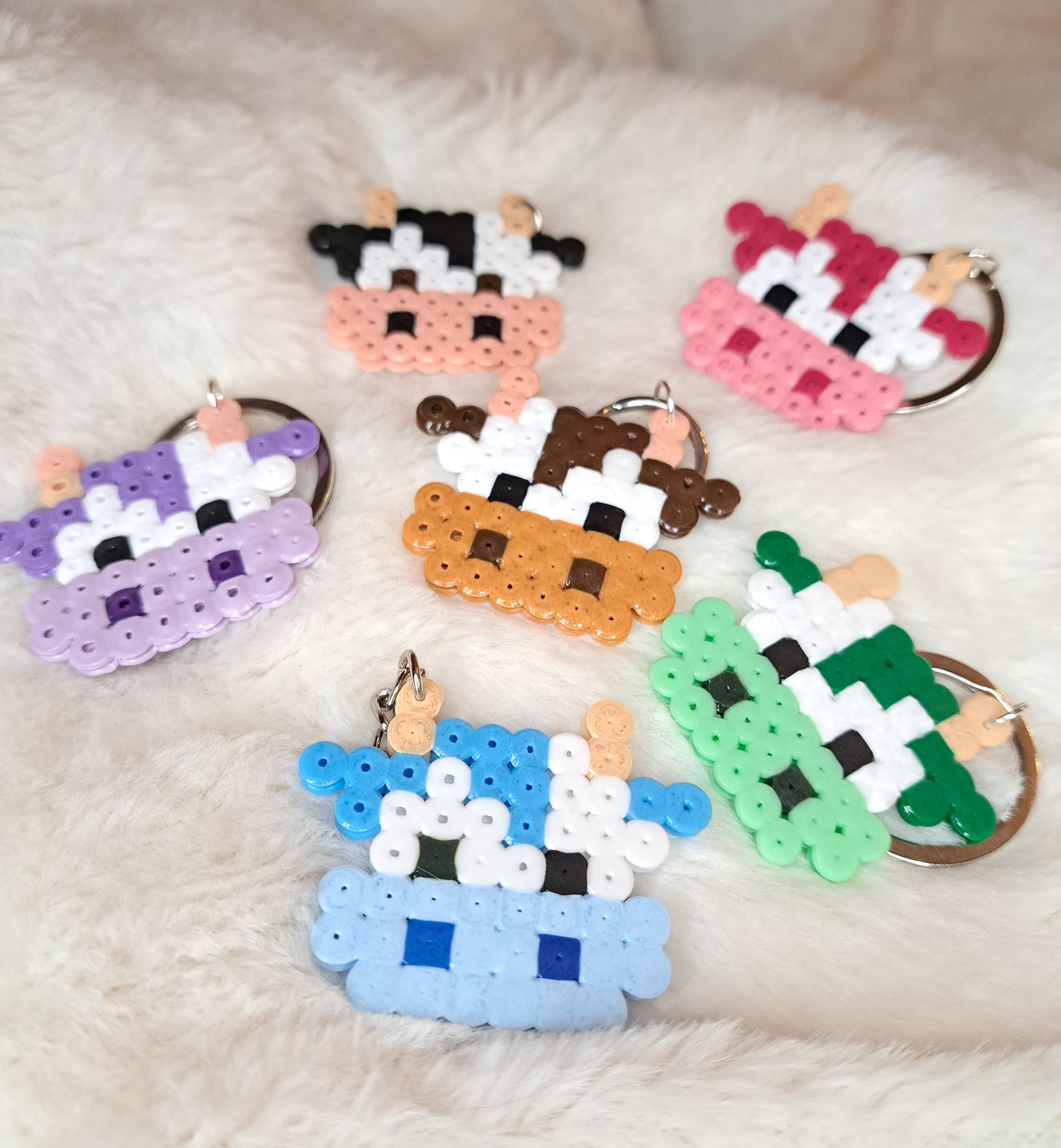 Cute Colorful Cow Iron-on Bead Keychain - Etsy