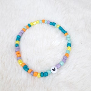 Colorful pearl bracelet with heart, friendship bracelet, partner bracelet