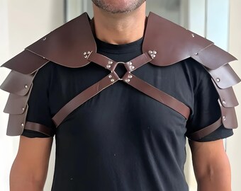 Medieval Steampunk Viking Leather Shoulder Armor for Larp Cosplay