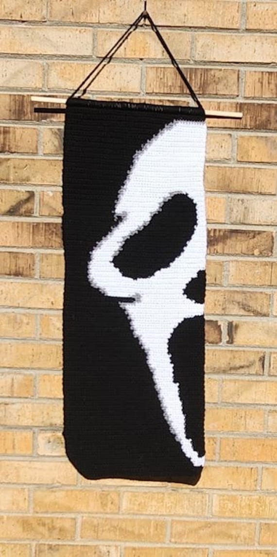 Ghost Face Crochet Wall Hanging Tapestry Pattern (PATTERN ONLY)