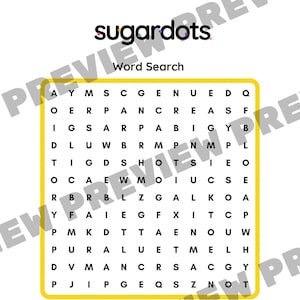 T1D Word Search, Type One Diabetes Activity, Type One Awareness, Kids Diabetes
