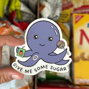 Give Me Some Sugar Octopus, lustiger Diabetes Aufkleber, T1D Aufkleber, Typ 1 Diabetiker