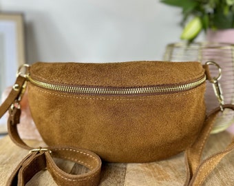 Suede cowhide belt bag