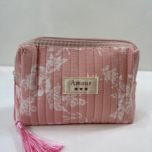 Trousse de Toilette Matelassé Trousse de Maquillage Pochette à Fermeture pour Femmes Petite Sac Cosmétiques Organiseur de Toilette