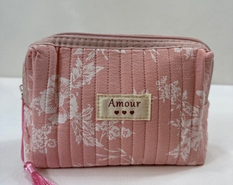 Quilted Toiletry Bag Makeup Bag Zipper Pouch for Women Small Cosmetic Bag Toiletry Organizer