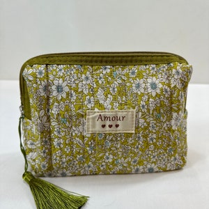 Trousse de Toilette Matelassé Trousse de Maquillage Pochette à Fermeture pour Femmes Petite Sac Cosmétiques Organiseur de Toilette