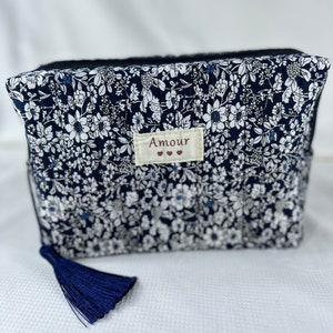 Trousse de Toilette Matelassé Trousse de Maquillage Pochette à Fermeture pour Femmes Petite Sac Cosmétiques Organiseur de Toilette