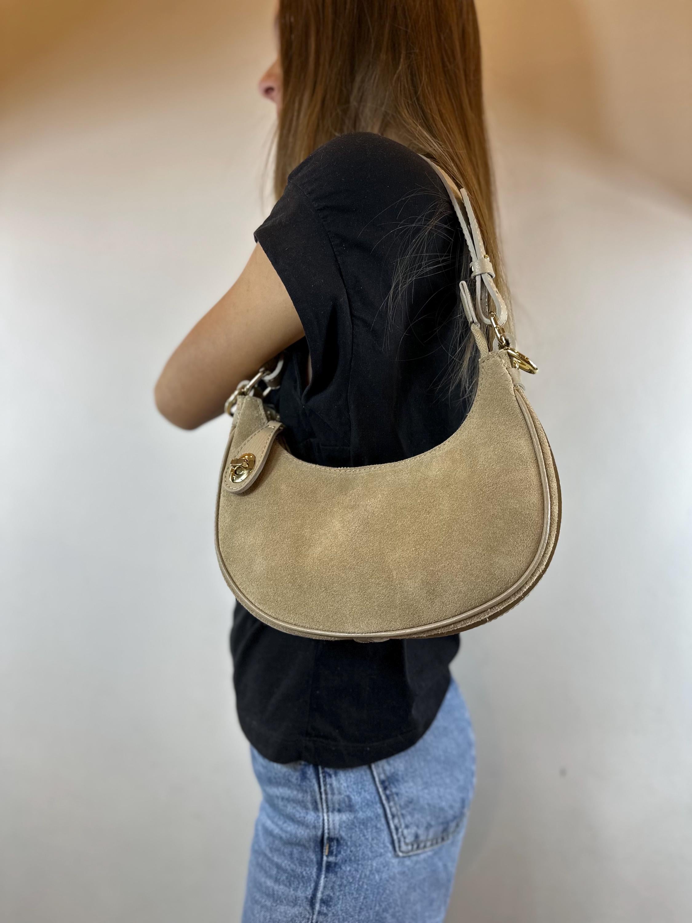 Genuine Leather Half Moon Bag - Short and Long Shoulder Bag