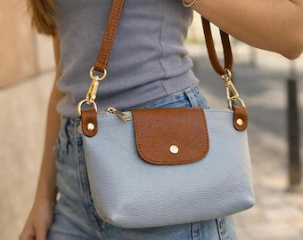 Genuine leather shoulder bag 24*15 cm – Elegant women's crossbody bag, compact everyday bag with flap