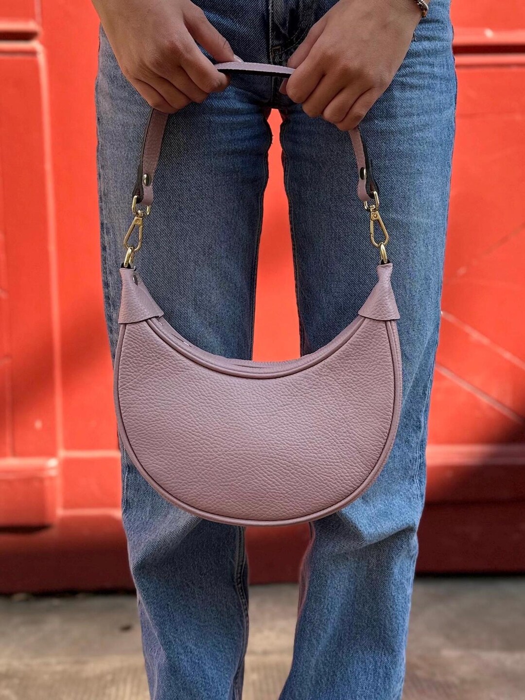 Genuine Leather Half Moon Bag - Short and Long Shoulder Bag