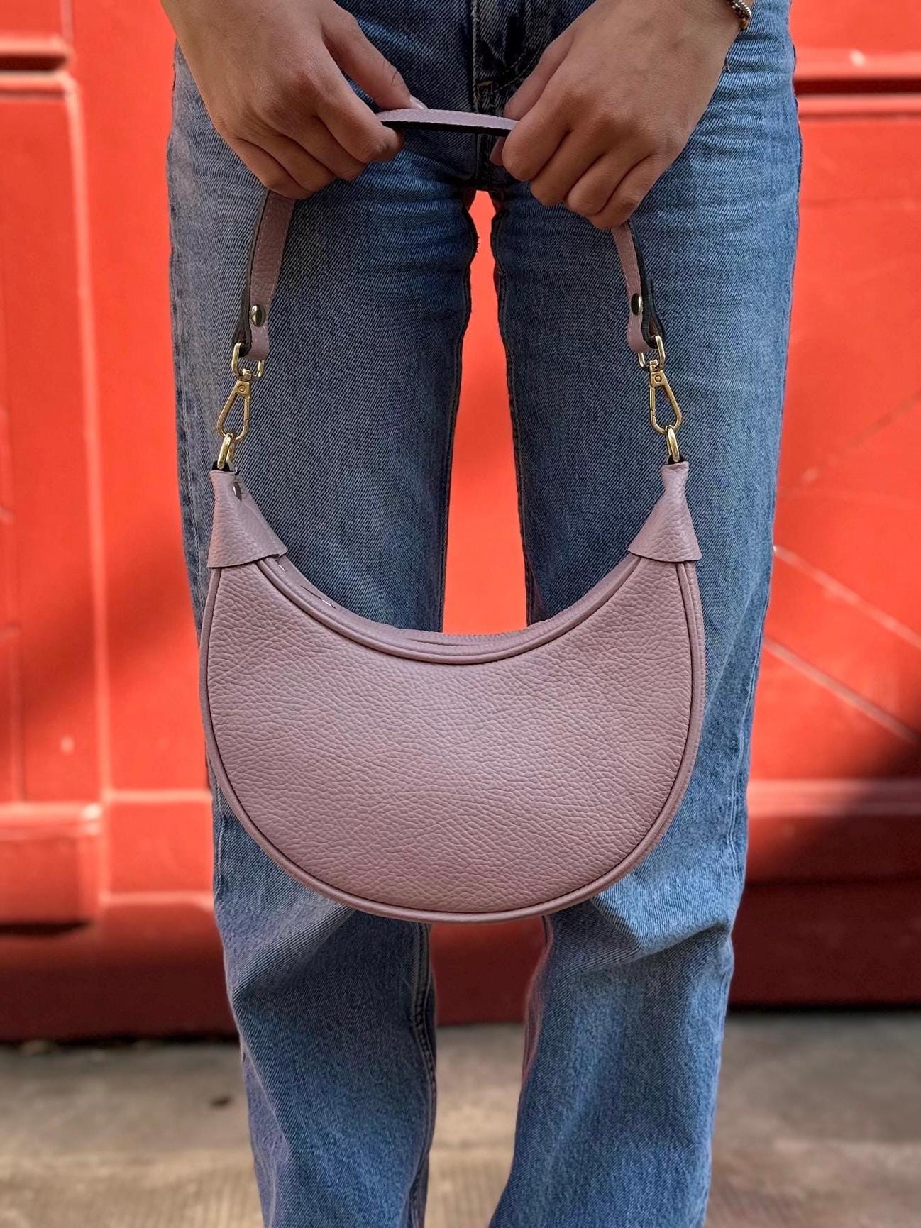 Genuine Leather Half Moon Bag - Short and Long Shoulder Bag