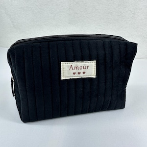 Trousse de Toilette Matelassé Trousse de Maquillage Pochette à Fermeture pour Femmes Petite Sac Cosmétiques Organiseur de Toilette