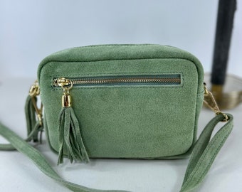 Cowhide Suede Leather Shoulder Bag