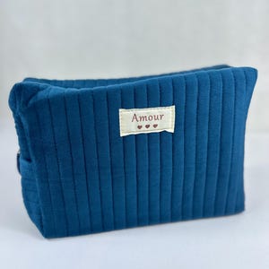 Trousse de Toilette Matelassé Trousse de Maquillage Pochette à Fermeture pour Femmes Petite Sac Cosmétiques Organiseur de Toilette