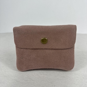 Porta-moedas em camurça genuína • Mini bolsa 11*9 cm • Botão dourado/bronze • Presente para mulheres