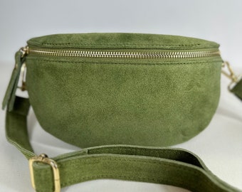 Suede cowhide belt bag