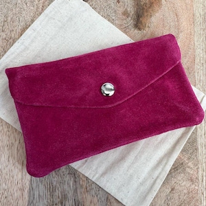 Porte-monnaie en cuir de vachette suédé