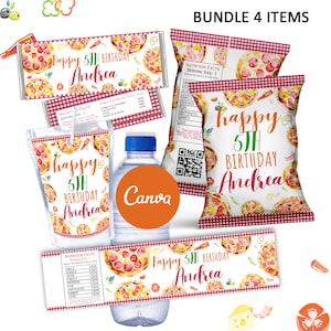 Pizza Birthday Bundle, Pizza Bundle, Pizza Party, Pizza Birthday, Pizza Template, Pizza favors, Canva Template