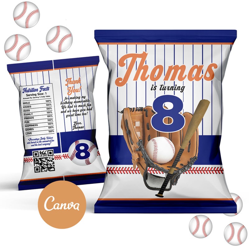 Chips Wrapper Label Baseball Chips Template - Etsy