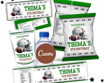 Football Birthday Bundle, Football Bundle, American Football Party, Football Birthday, Football Template, Football favors