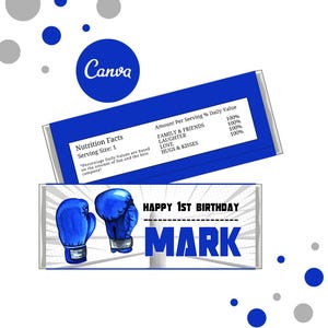 Blue Boxing Hershey Bar, Boxing Candy Bar, Little Champ Party, Boxing Ring Birthday, Knockout Chocolate Bar