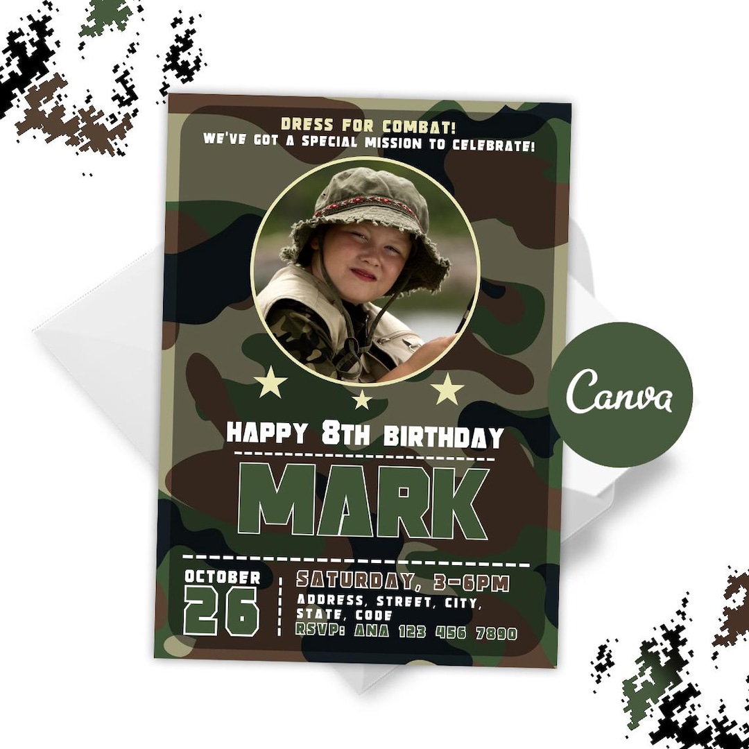 Army Invitation, Army Party, Camouflage Party, Military Birthday ...