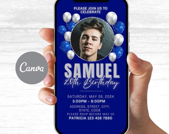 Blue and Silver Invitation, Blue and Silver Party, Blue and Silver Birthday, Blue and Silver Invite, Blue and Silver EVITE