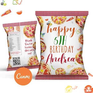 Pizza Chip Tasche, Pizza Party, Pizza Geburtstag, Pizza Chips, Pizza Gastgeschenke, Canva Vorlage
