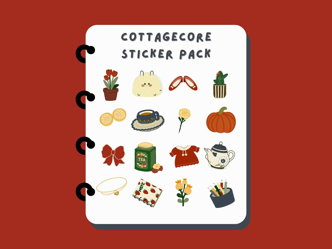 Cottagecore Sticker Pack PNG, Cozy Journal Stickers, Printable Planner ...