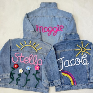 Chaqueta vaquera personalizada con nombre para niños, chaqueta personalizada con letras y nombre para niñas pequeñas, chaqueta para niños con nombre, regalo de cumpleaños para niños