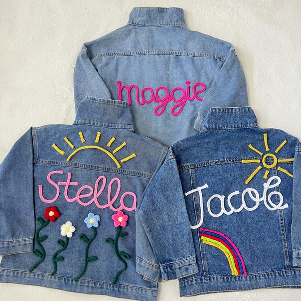 Personalisierte Kinder Name Jeansjacke, Benutzerdefinierte Mädchen Kleinkind Name Buchstabe Jacke, Jungen Jacke mit Namen, Geburtstagsgeschenk für Kinder