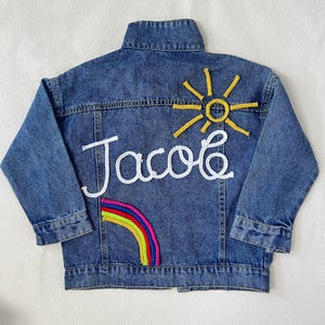 Personalized Kids Name Jean Jacket, Custom Girls Toddler Name Letter Jacket, Boys Jacket With Name, Birthday Gift For Kids