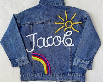 Personalized Kids Name Jean Jacket, Custom Girls Toddler Name Letter Jacket, Boys Jacket With Name, Birthday Gift For Kids