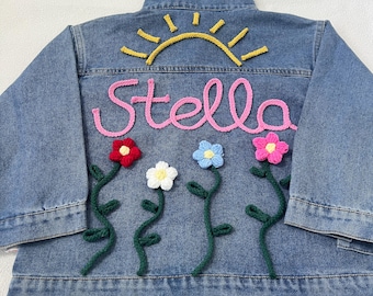 Personalized Kids Name Jean Jacket, Custom Girls Toddler Name Letter Jacket, Boys Jacket With Name, Birthday Gift For Kids