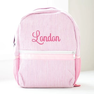 Personalized Seersucker Bag | Personalized Baby Backpacks | Monogrammed Toddler Backpacks | Seersucker Backpack | Personalized Preschool Bag