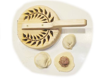 Dough press for pelmeni, ravioli, tortellini - natural wood, untreated