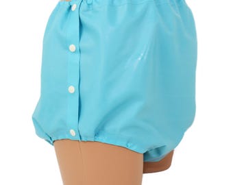 Latex shorts with snap fasteners on the side, handmade, XL (2506)