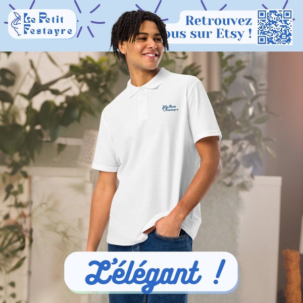 L'élégant - Polo brodé unisexe (bleu) | Féria